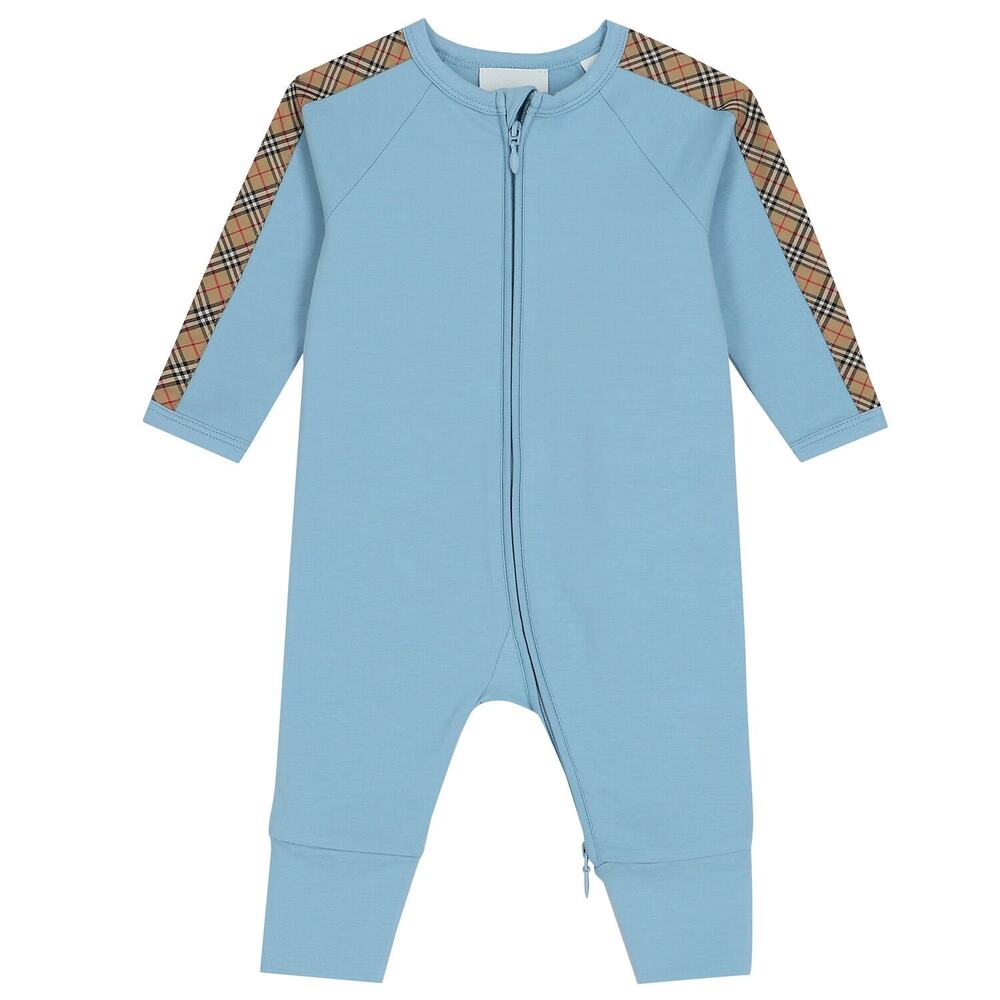 Baby Boys Blue & Beige Romper